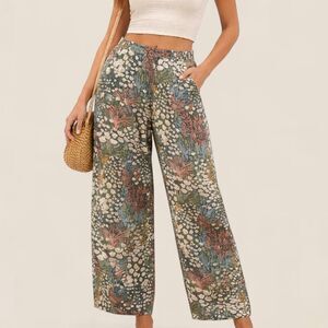 Custom Adelaide Bloom wildflower- 100% Cotton Canvas Fabric Pull on pants small
